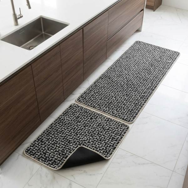 tapis de cuisine 2 pieces noir